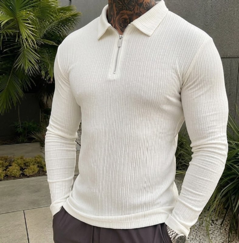 Camiseta Polo Manga Longa Com Zíper Lançamento