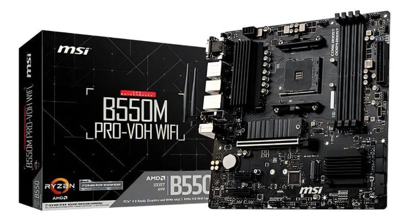 Placa Mae Msi B550m Pro-vdh WIFI Ddr4 Socket Am4 Cor Preto
