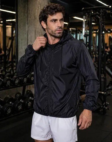 Jaqueta Corta Vento Liso Unissex Esportivo Capuz E Bolsos