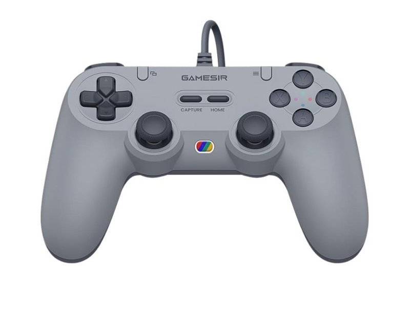 Controle GameSir Tegenaria Lite com Fio para Design Retrô Anos 90, Hall Effect Anti-Drift, Vibração Dupla - Cinza Retrô