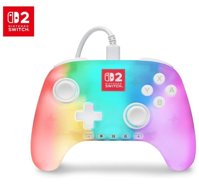 Controle com fio PowerA Advantage para Nintendo Switch 2 com Lumectra - Branco, Retrô