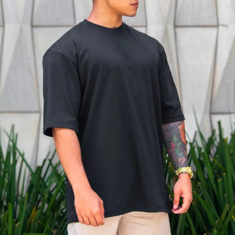 Camiseta Oversized Masculina Lisa Malhão 100% Algodão