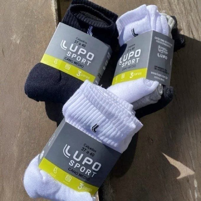 Kit 6 Pares De Meias Cano Médio Unissex Sport Lupo