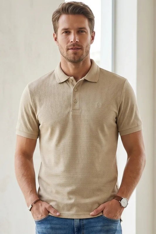 Polo Piquet Favo Premium Polo Wear Bege Médio M