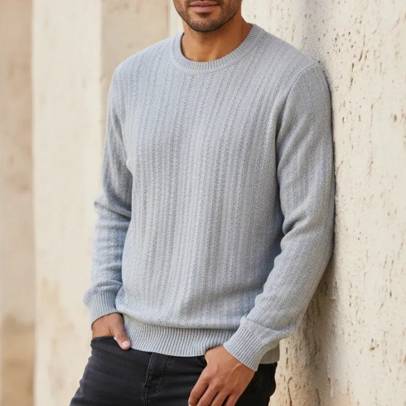 Suéter Masculino Texturizado De Tricot Turim Opus Cinza P