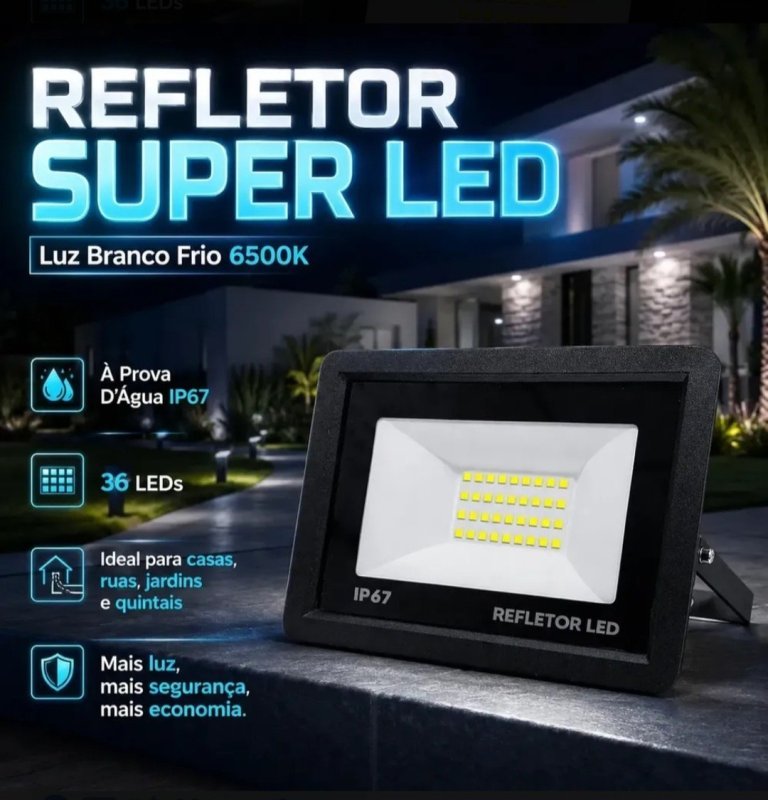 Kit 5 Refletores LED 100W IP67 à Prova D'Água 6500K Branco Frio Bivolt