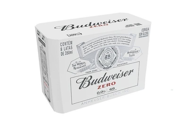Pack Cerveja Budweiser Zero Álcool, 350ml, Lata - 8 unidades