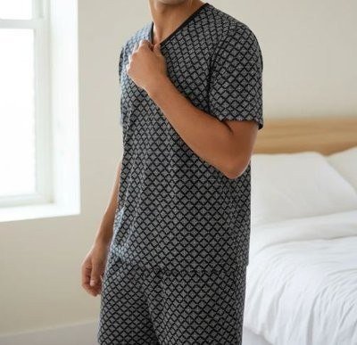 Pijama Adulto Curto Masculino Confortável Pijamas Verão