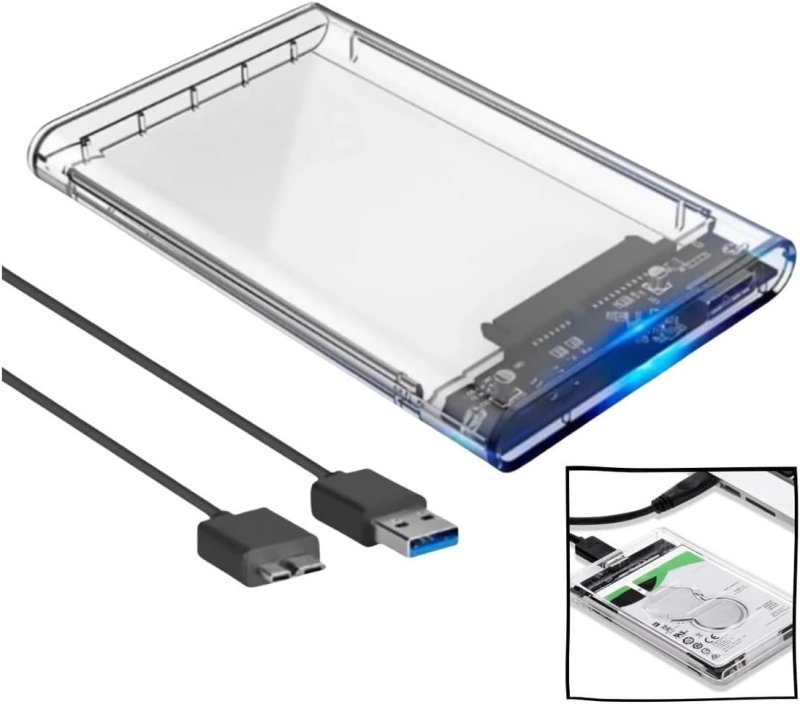 Case Externa Para HD transparente Alta Velocidade e Conexão USB 3.0