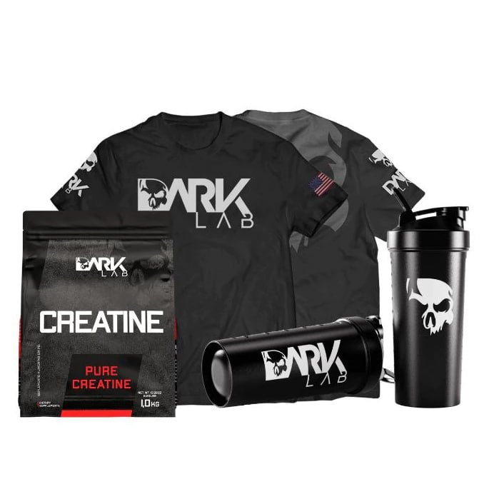 Kit Creatina Monohidratada Pura 1KG + Camiseta Caveira Dry-Fit 2.0 + Coqueteleira Fuse 700 Ml