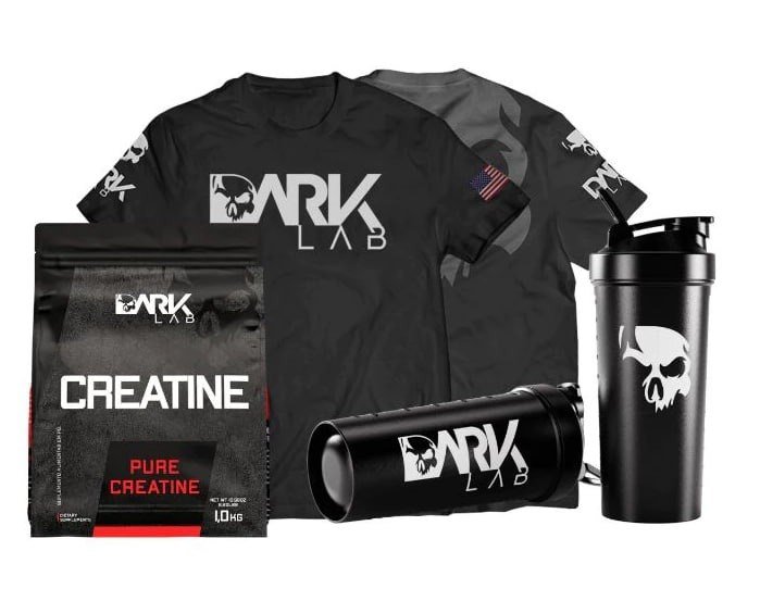 Kit Creatina Monohidratada Pura 1KG + Camiseta Caveira Dry-Fit 2.0 + Coqueteleira Fuse 700 Ml- Dark lab