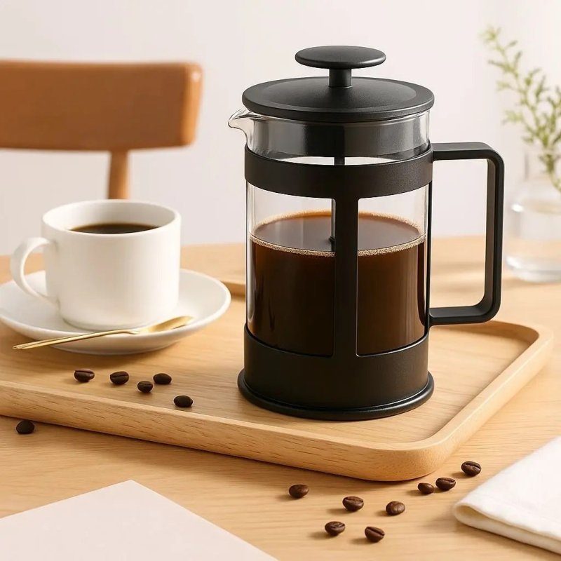 Prensa Francesa Vidro Preto 350ml Para Café e Chá