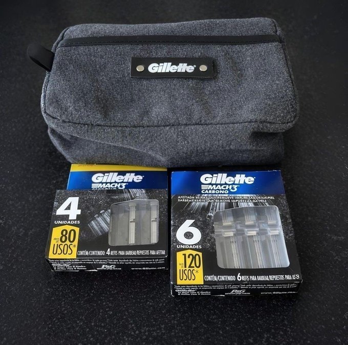 Kit Gillette Mach3 10 Cargas Carbono + Necessaire + Frete Grátis