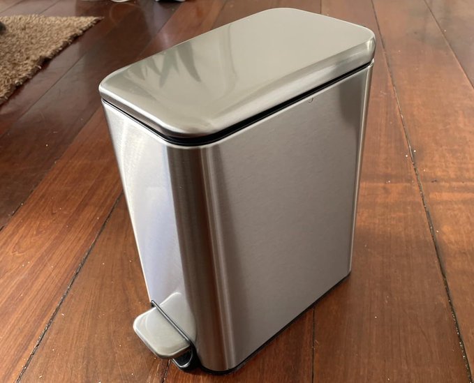 Lixeira 5L Powermaid Retangular Linea Inox Fechamento Suave + Frete Grátis