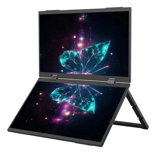 Monitor Portátil Duplo 15.6 Full HD com Bolsa Telas Dobráveis Preto