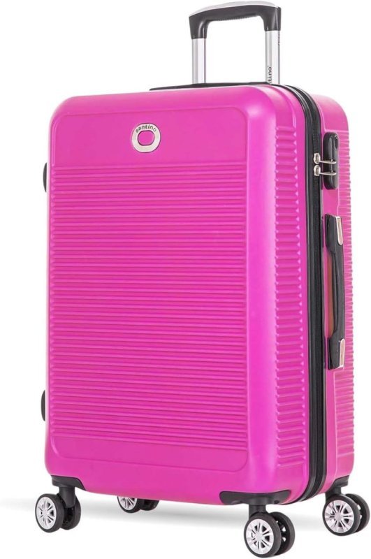 SANTINO Mala de Viagem Grande 32kg Rígida ABS 4 Rodas 360º com Segredo Leve Resistente Flexível Antifurto Pink tamanho 24 polegadas
