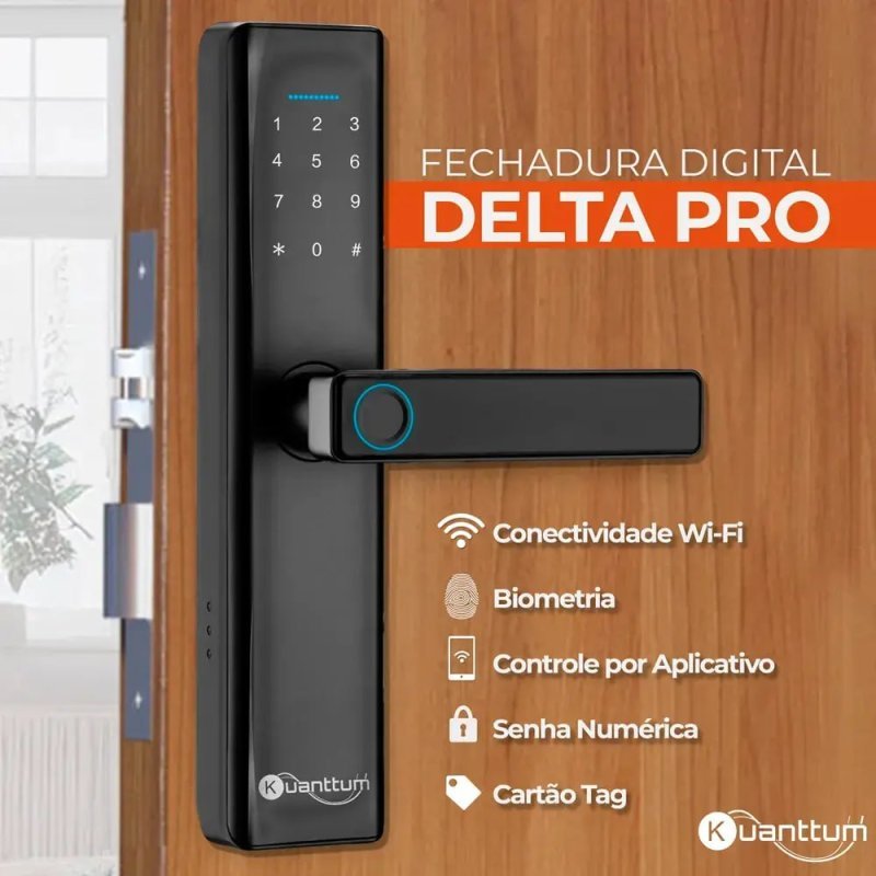 Kuanttum Delta PRO WiFi - Fechadura Biométrica - Senha e App Tuya
