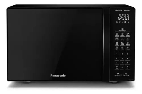 Microondas Panasonic Nn-st66nbru Black Glass 34L Dupla Refeição (127v ou 220v)