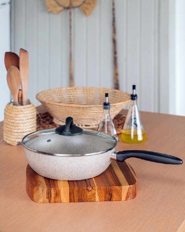 Brinox Wok com Tampa 28Cm 4,1L Ceramic Life Suprema - Vanilla