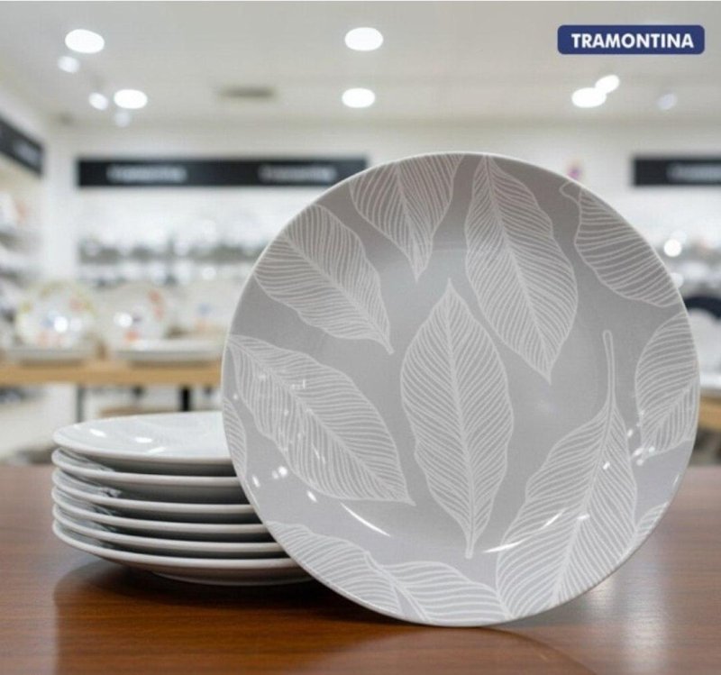 Kit De 6 Pratos Fundo Arbo Em Porcelana 21 Cm Tramontina Branco