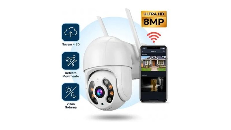 Câmera De Segurança Ip Wi-Fi A8 Full Hd Icsee Ptz 355° Com Visão Noturna Áudio Bidirecional Ip66 Monitoramento Remoto Android E iPhone