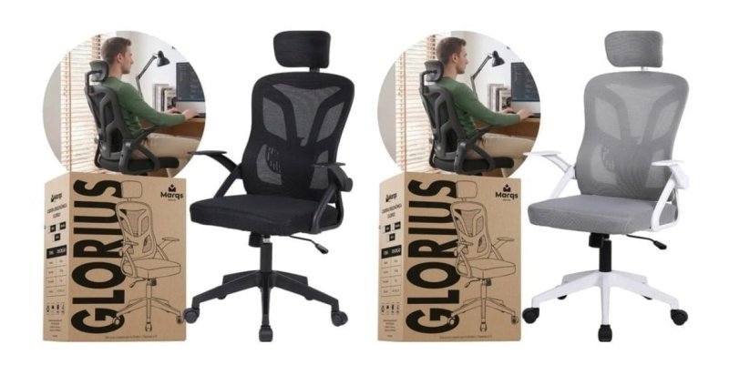 Cadeira De Escritorio Ergonomica Nr17 Glorious Marqs Home Giratoria Resistente Reforçada 180kg Confortavel Reuniao Mesh Cinza