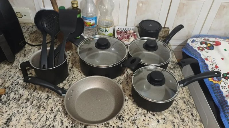 Jogo De Panelas Tramontina 9 Peças Turim Antiaderente Preto