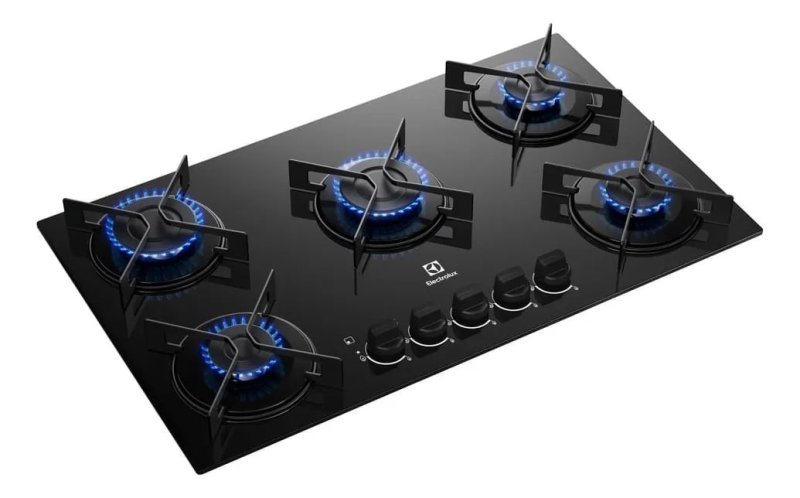 Electrolux Cooktop 5 Bocas Gás Mesa Vidro Efficient Grade Aço Fosco