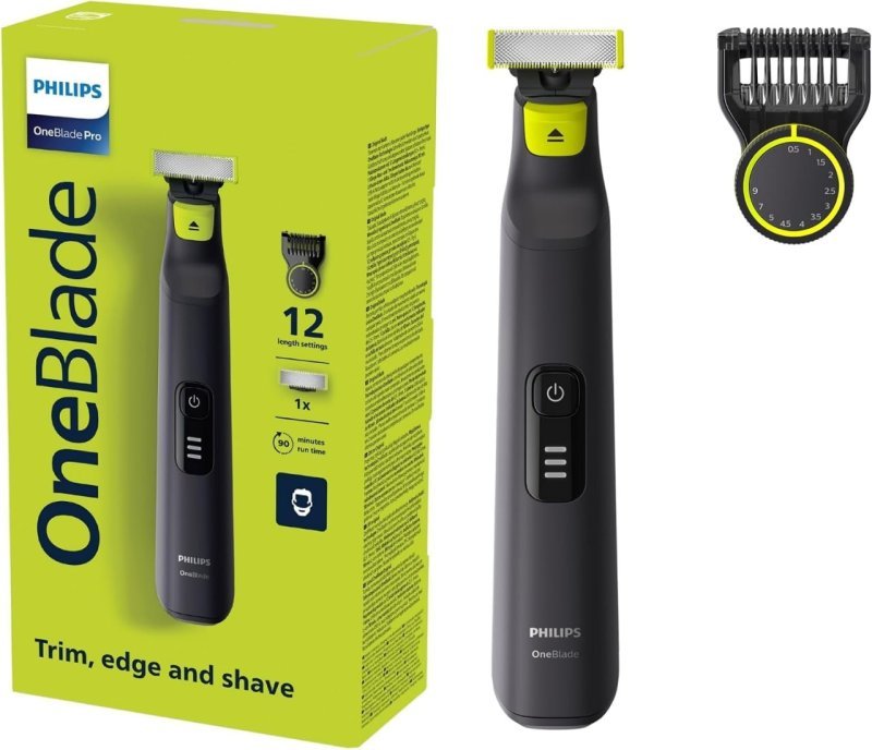 Philips OneBlade Pro - Barbeador e Aparador - 12 Tamanhos - Lâmina Dupla Face