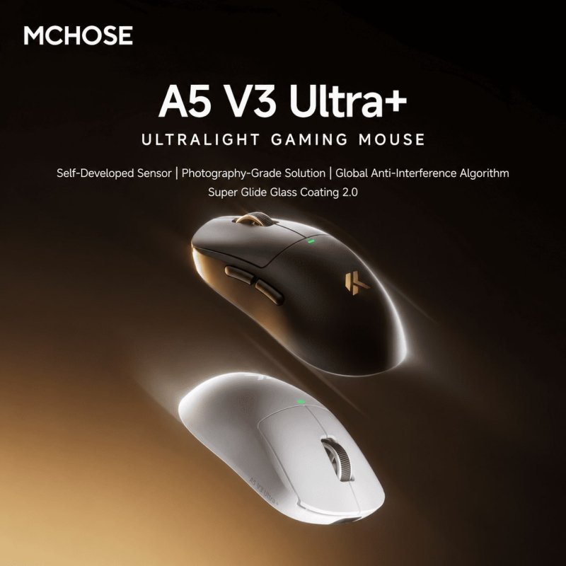 Mouse Mchose A5 V3 Ultra, Paw 3950Ti, 8000Hz, Switch mecânico