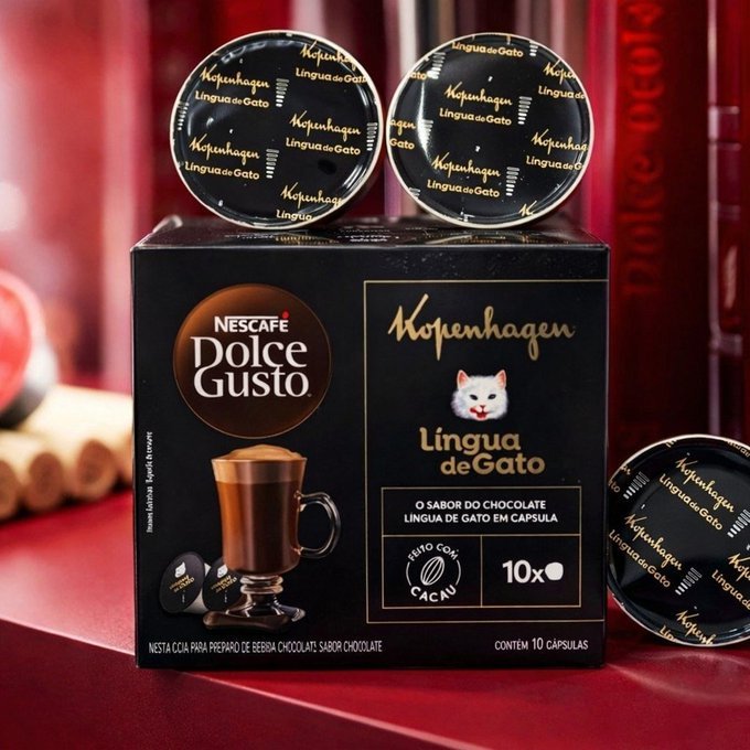 Achocolatado em Cápsula Nescafé Dolce Gusto Kopenhagen Língua de Gato 10 Cápsulas + Frete Grátis