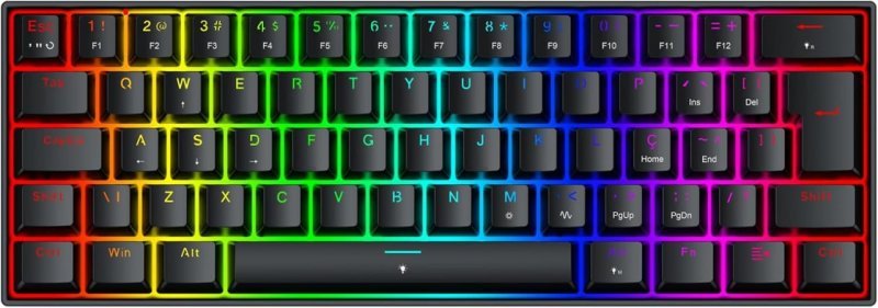 Teclado Magnético Gamer Redragon Fizz RGB Preto 60% Polling Rate 8K