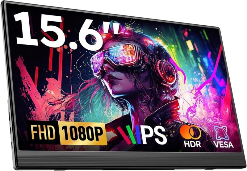 Bettdow Monitor Portátil 15,6'' FHD 1080P - USB-C Dupla/HDMI - IPS Suporte Giratório