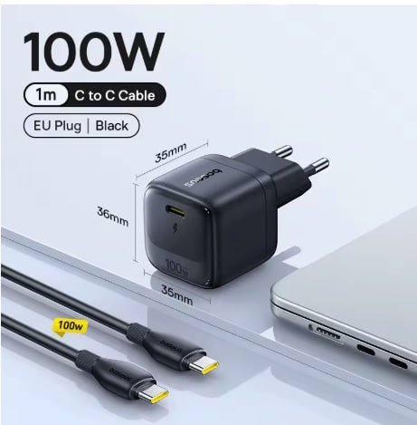Baseus Mini 100W GAN 6 - PD 3.0 QC 5.0 - Ultra Compacto