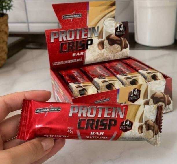 Barras de Proteínas Crisp Bar Ninho Creme De Avelã 12 Und Integralmédica