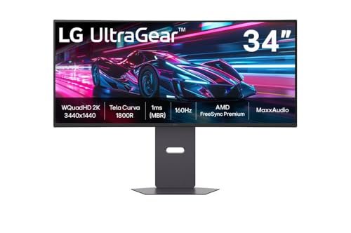 LG UltraGear Monitor Gamer Curvo UltraWide 34" VA 160Hz 1ms (MBR) QHD 2K (3440x1440) HDR10 AMD FreeSync Premium MaxxAudio 1800R, Preto - 34G600A
