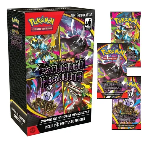 Combo Booster Escuridão Absoluta Mini Bb Pokémon 18 Pacotes