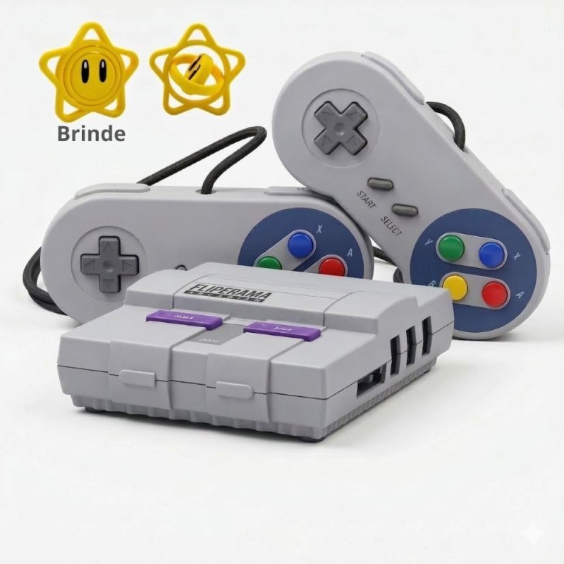Game Retro Mini Super Snes – 2 Controles + Pack com Jogos de Snes