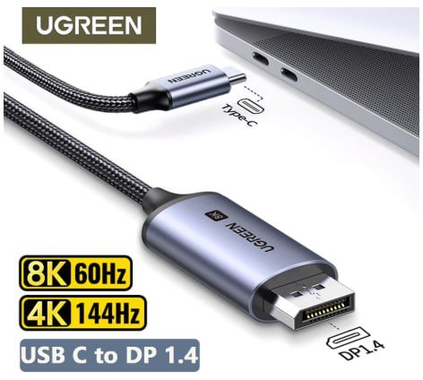 UGREEN Cabo USB-C para DisplayPort DP 1.4 - 3 Metros