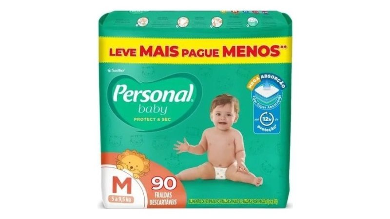 Fralda Infantil Baby Protect & Sec 90 Uni Tamanho M Personal