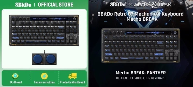 Teclado Mecânico Retrô sem fio 8BitDo com 87 teclas