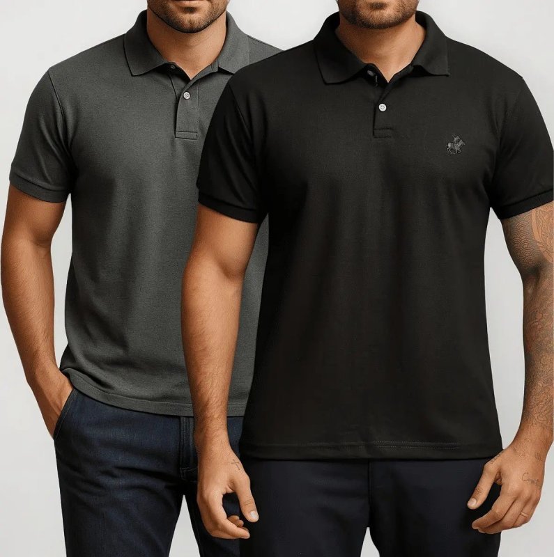 Kit 2 Camisa Polo Piquet Masculina Casual Premium (P ao GG)