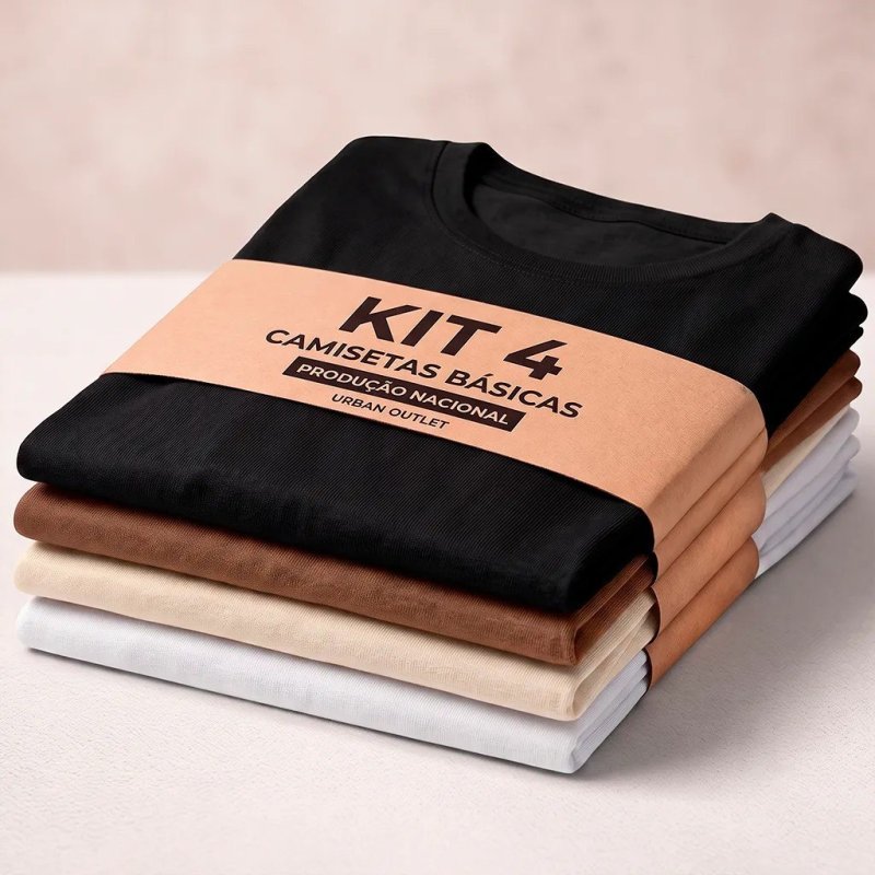 Camiseta Lisa Básica Kit 4 Unidades Terrosos Algodão Casual (P ao GG)