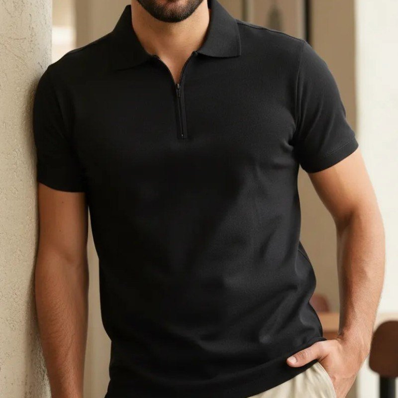 Camisa Polo Masculina Anistia Zíper Slim Algodão Elastano (P ao GG)