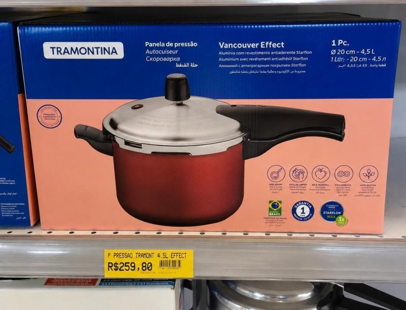 Panela de Pressão 4,5L Tramontina Vancouver Effect 20591-720 Cor Vermelho