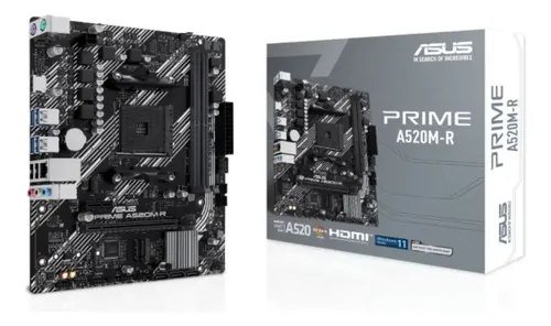 Placa Mãe Asus Prime A520m-r Am4 Ddr4 M.2 Chipset A520 Hdmi Preto