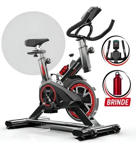 Bicicleta Ergométrica Bike Spinning 6kg Sensação inércia Fitness Preto e Vermelho Sevenfit Para Cardio E Musculação