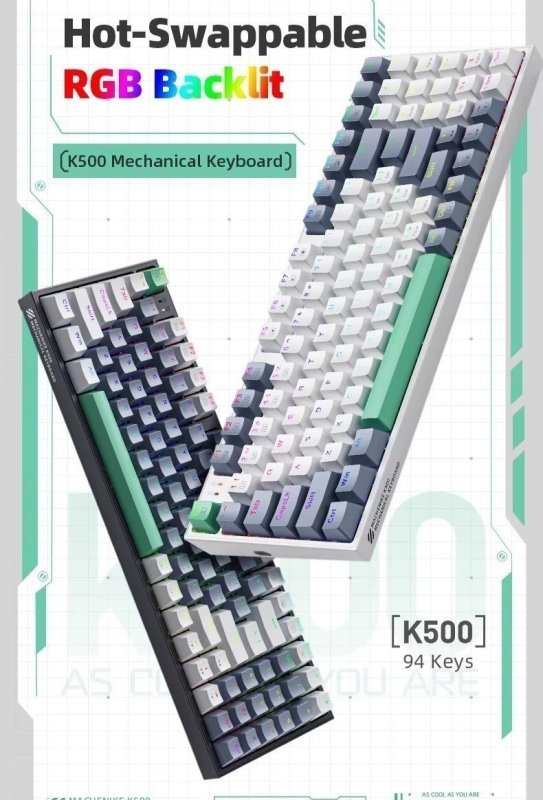 Teclado Mecânico Machenike K500 90% RGB, 94 teclas, Huano Hot Swap