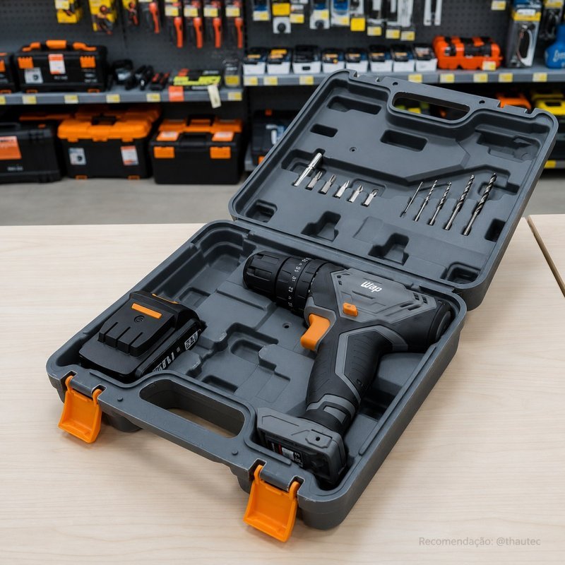 Parafusadeira Furadeira de Impacto à Bateria WAP 3/8" 12V WF 12K4.2 com 18 Níveis de Torque e Kit Acessórios e Maleta