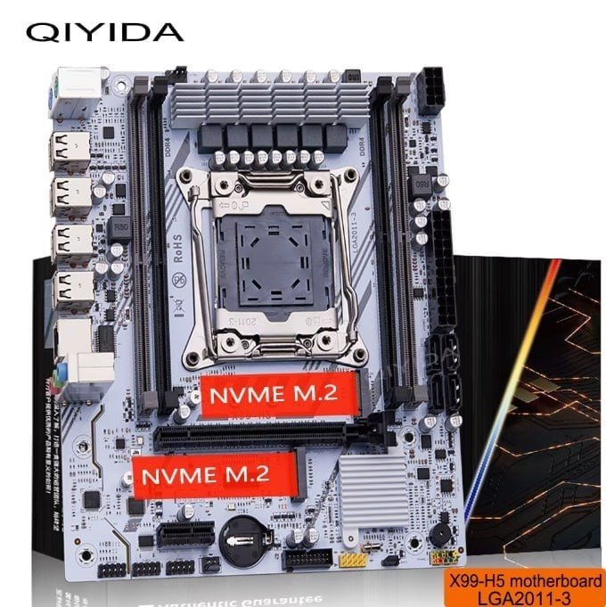 Placa Mãe X99 Qiyida USB, PCI 3.0, NVMe, M.2 e SATA, formato M-ATX